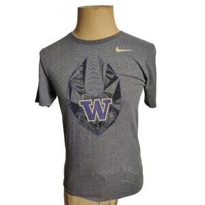 Nike Dri Fit Univ WA Huskies Tee Shirt Men's Small Short Sleeve Crew Neck Gray